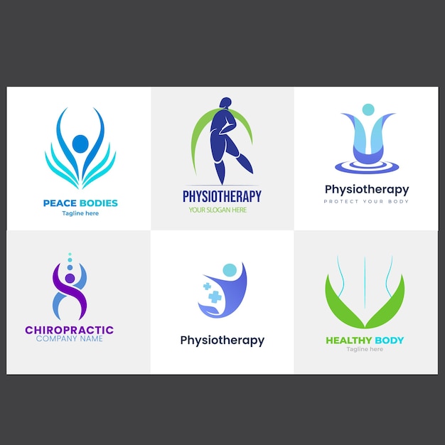 Gradient physiotherapy logo collection set