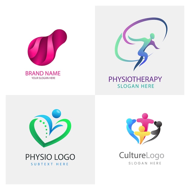 Gradient physiotherapy logo collection set