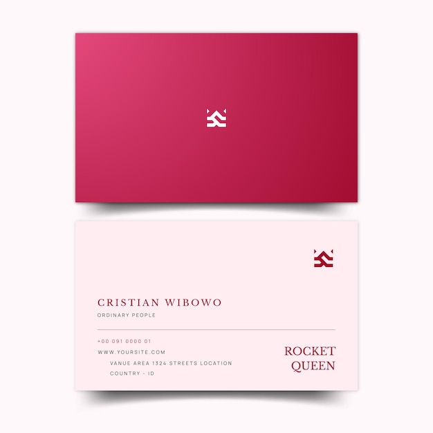 Vector gradient pink feminine business card template