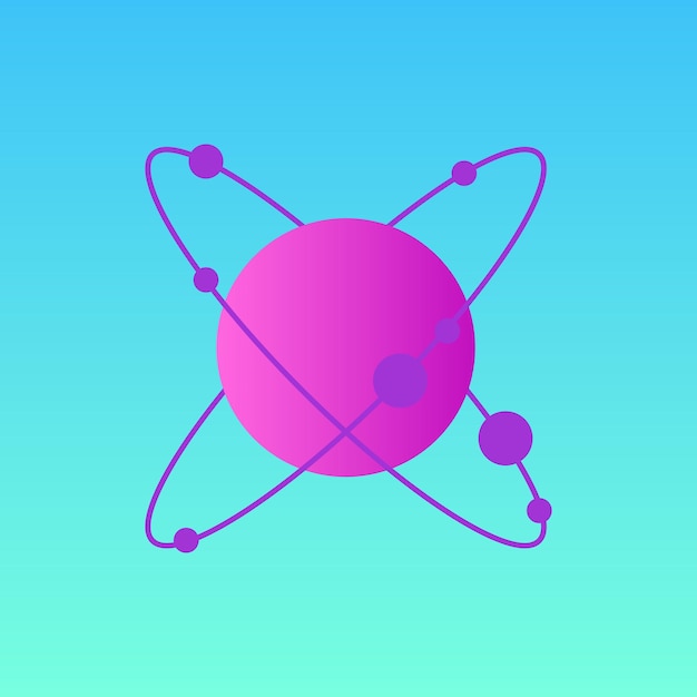 Gradient planet space cosmos globe sphere atom molecule astronomy  element label icon pattern