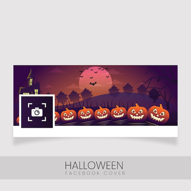 Vector gradiënt platte halloween sociale media voorbladsjabloon.