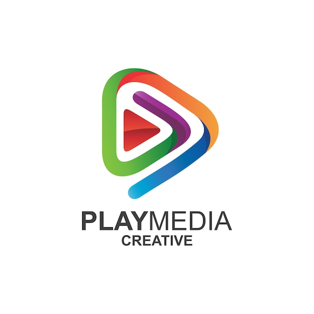 Vector gradient play media logo design