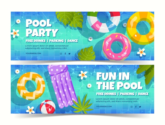 Vector gradient pool party viering horizontale banner