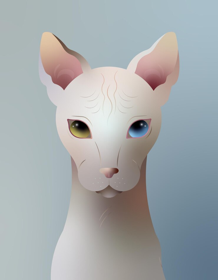 Vector gradient portrait of sphinx cat
