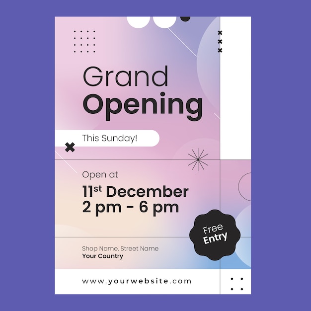 Vector gradient poster template for business grand opening