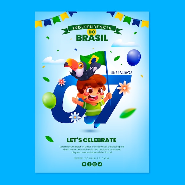 Vector gradient poster template for sete de setembro celebration