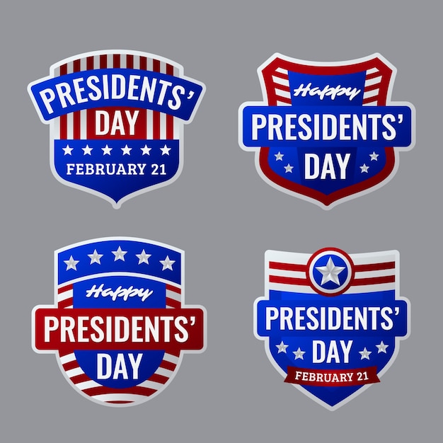 Gradient presidents day badges collection