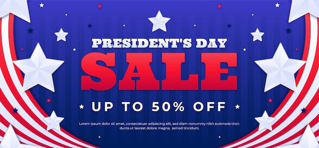 Gradient presidents day sale horizontal banner