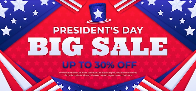 Vector gradient presidents day sale horizontal banner