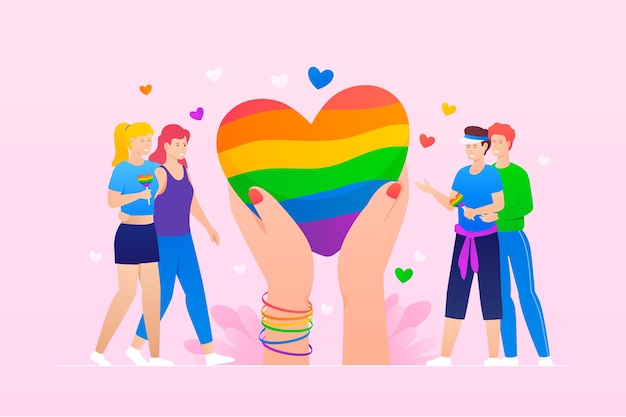 Vettore illustrazione lgbt del mese dell'orgoglio sfumato