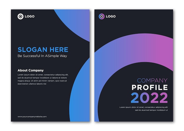 Vector gradient purple brochure template layout design corporate business annual report catalog magazine