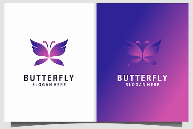 Vector gradient purple butterfly logo design vector template