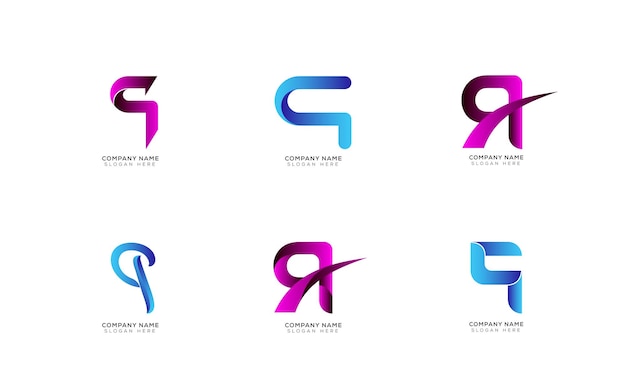 Gradient q text logo collection