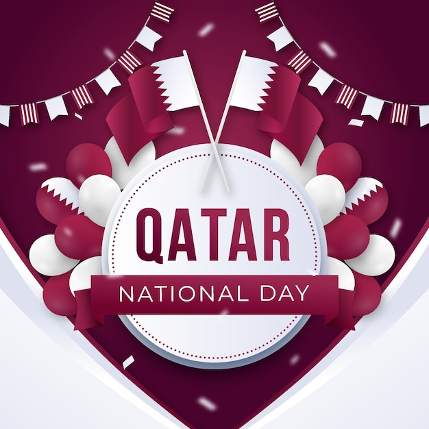 Vector gradient qatar national day illustration