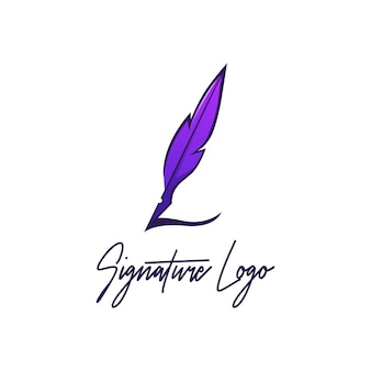 Design del logo della firma della penna d'oca sfumato