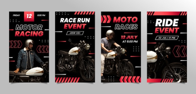 Vector gradient racing contest instagram stories