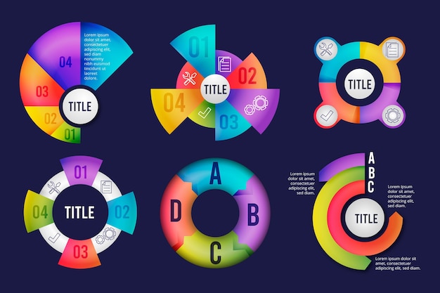 Collezione di infografica radiale gradiente