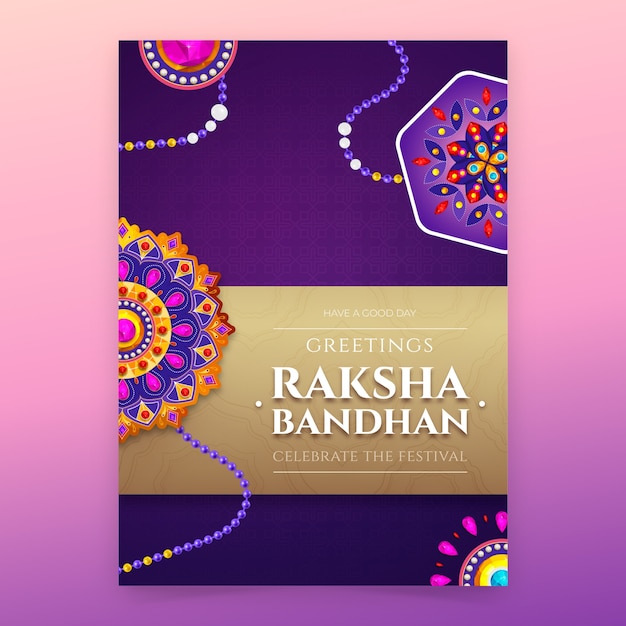 Gradient raksha bandhan greeting card template