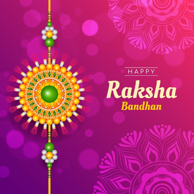 Vector gradient raksha bandhan illustration with amulet