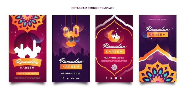 Collezione di storie di instagram ramadan sfumate