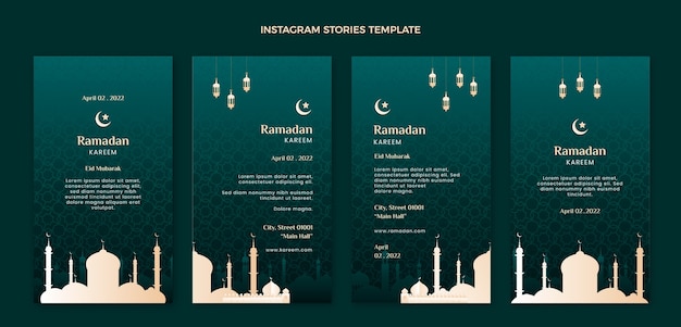 Vettore collezione di storie di instagram ramadan sfumate