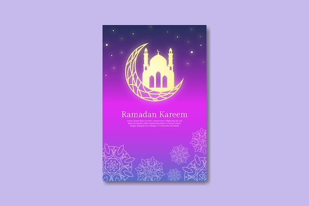 Modello di poster verticale ramadan kareem sfumato