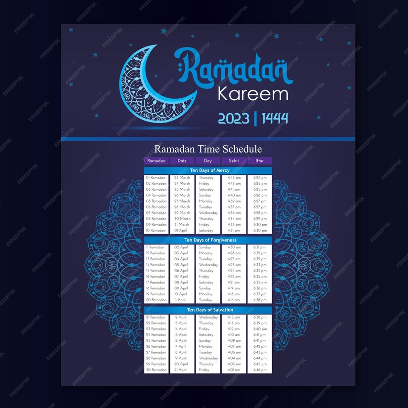 Premium Vector Gradient ramadan schedule calendar template design
