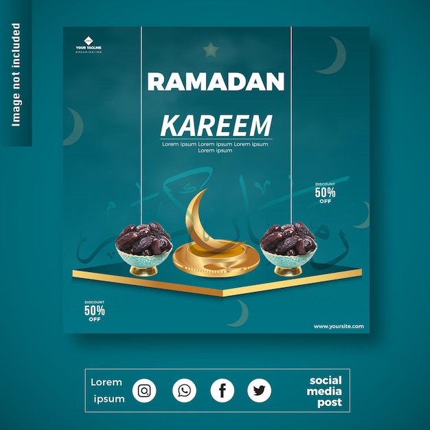 Шаблон оформления поста в социальных сетях градиентного рамадана