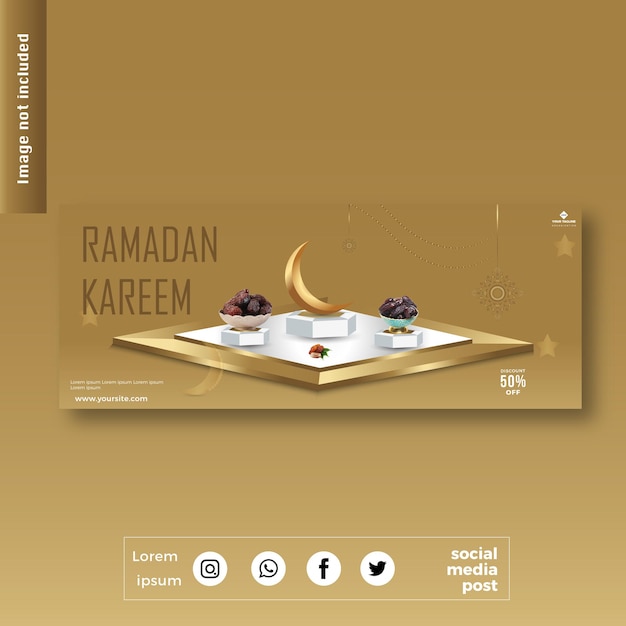 Vettore modello di progettazione di post sui social media ramadan sfumato