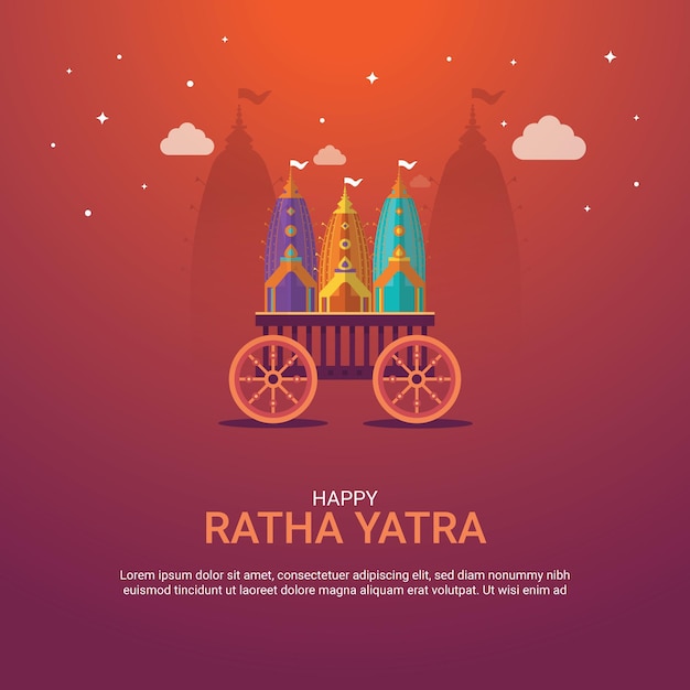 Gradient rath yatra празднование иллюстрации бесплатный вектор