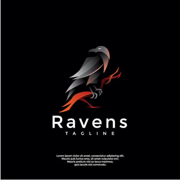 gradiënt raven logo sjabloon