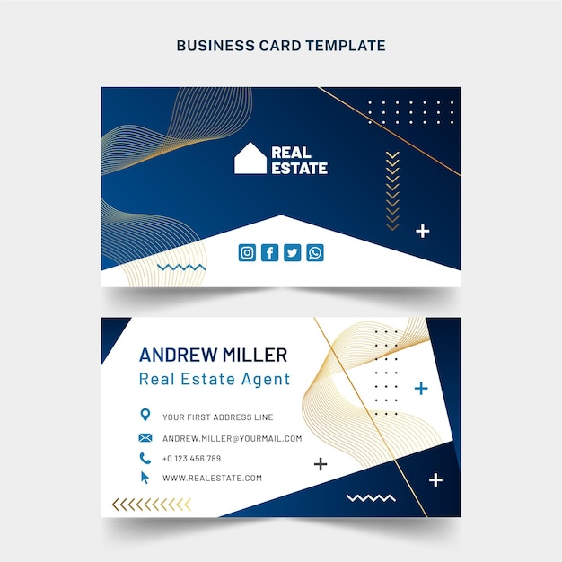 Gradient real estate business card horizontal