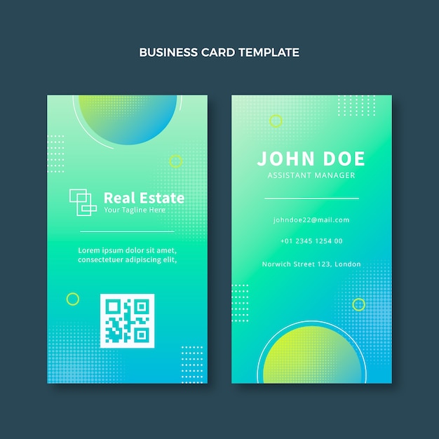 Vector gradient real estate business card vertical