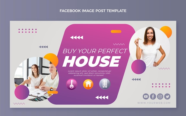 Gradient real estate facebook post template