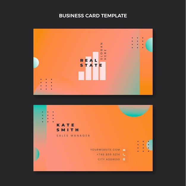 Gradient real estate horizontal business card