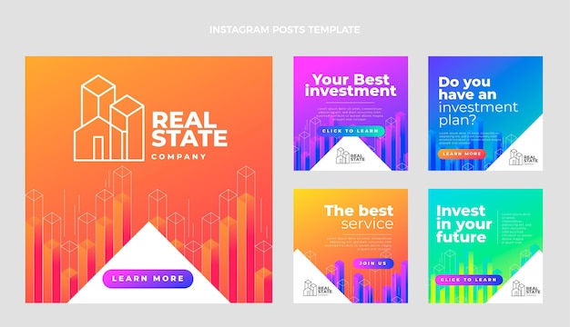 Gradient real estate ig posts set