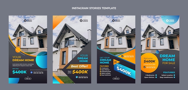 Vector gradient real estate ig stories