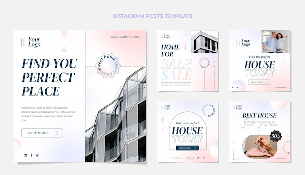 Вектор Пост в instagram с градиентом недвижимости