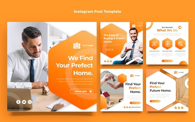 Вектор Пост в instagram с градиентом недвижимости