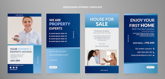 Vector gradient real estate instagram stories