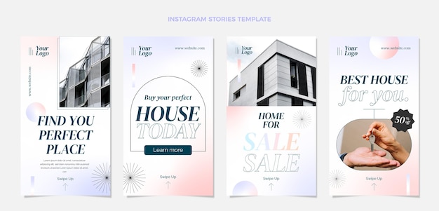 Vector gradient real estate instagram stories