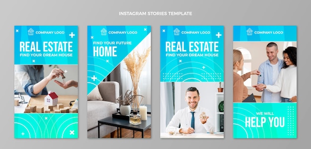 Vector gradient real estate instagram stories