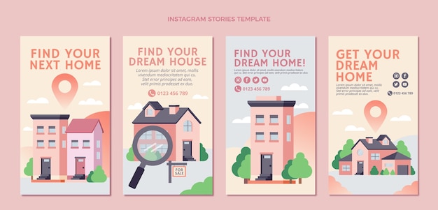 Vector gradient real estate instagram stories