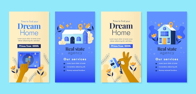 Vector gradient real estate instagram stories