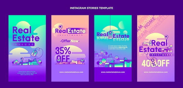 Vector gradient real estate instagram stories