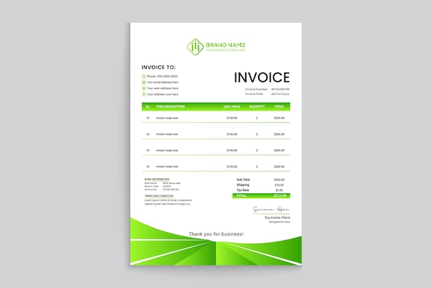 Vector gradient real estate invoice template design