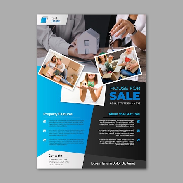 Vector gradient real estate poster with photo