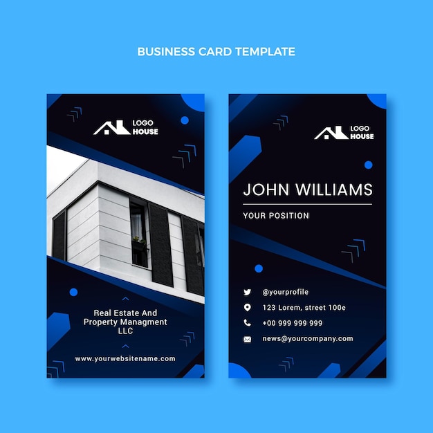 Vector gradient real estate vertical business card