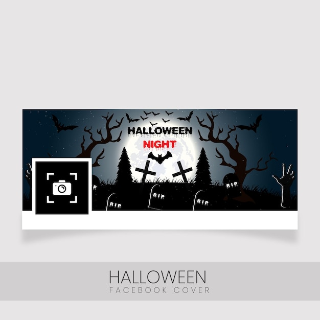 Gradient realistic halloween social media cover template.