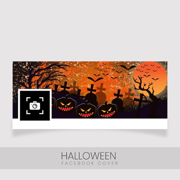 Gradient realistic halloween social media cover template.